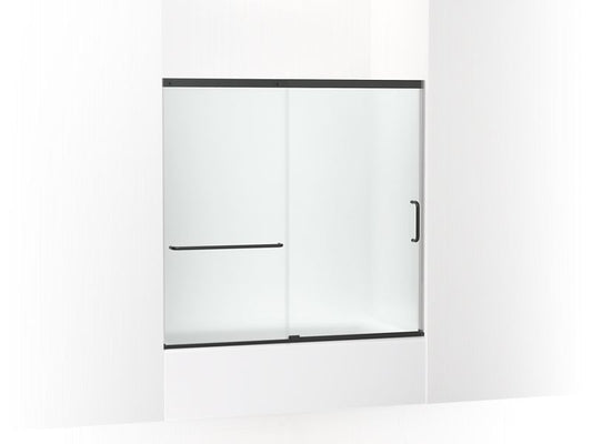 KOHLER K-707609-6D3-BL Matte Black Elate Sliding bath door, 56-3/4" H x 56-1/4 - 59-5/8" W, with 1/4" thick Frosted glass