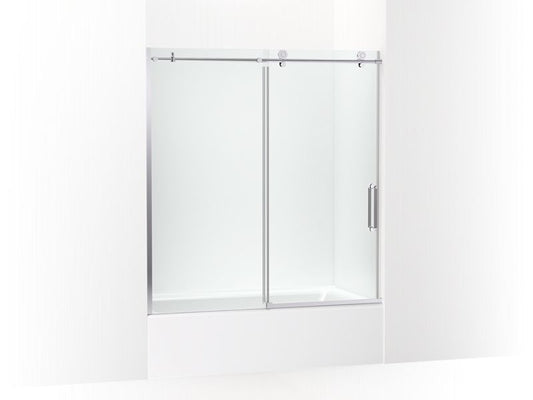 KOHLER K-707626-8L-SHP Cursiva Sliding bath door, 62" H x 56-1/8 - 59-7/8" W, with 5/16" thick Crystal Clear glass