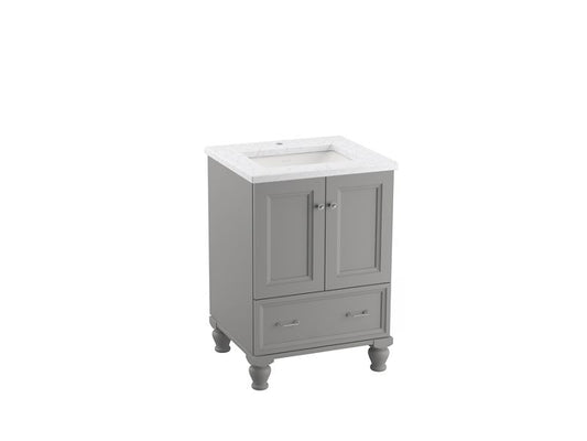 KOHLER K-CM99514-BD1-1WT Damask 24" Bathroom Vanity Cabinet With Sink And Quartz Top In Mohair Grey