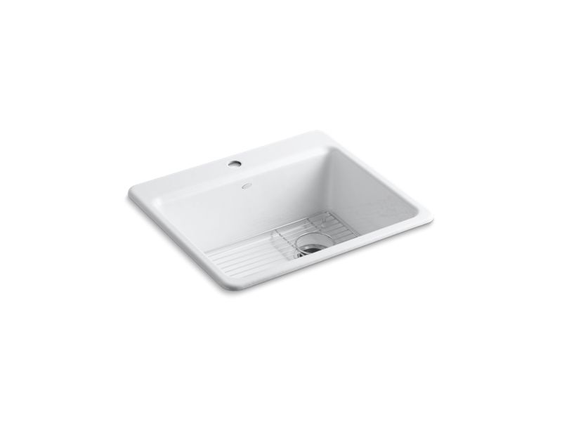 KOHLER K-5872-1A1-0 White Riverby 25" top-mount single-bowl kitchen sink