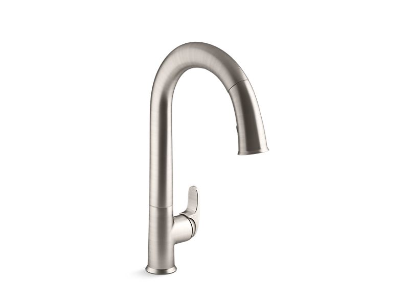KOHLER K-72218-WB-VS Vibrant Stainless Sensate Touchless pull-down kitchen sink faucet with KOHLER Konnect and two-function sprayhead