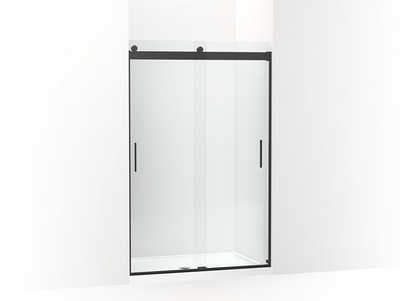 KOHLER K-706010-L-BL Levity Sliding shower door, 74" H x 44-5/8 - 47-5/8" W, with 3/8" thick Crystal Clear glass and blade handles