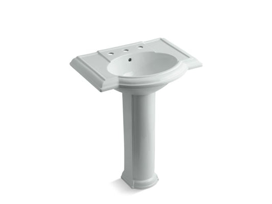 KOHLER K-2294-8-95 Devonshire 27" pedestal bathroom sink with 8" widespread faucet holes