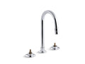 KOHLER K-7313-K-CP Triton Widespread commercial bathroom sink faucet with gooseneck spout and rigid connections, requires handles, drain not included