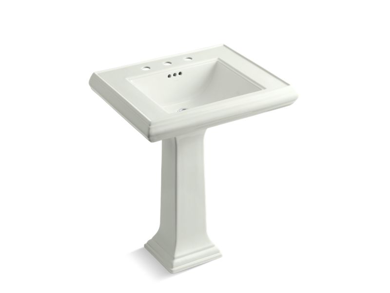 KOHLER K-2258-8-NY Dune Memoirs Classic 27" pedestal bathroom sink with 8" widespread faucet holes