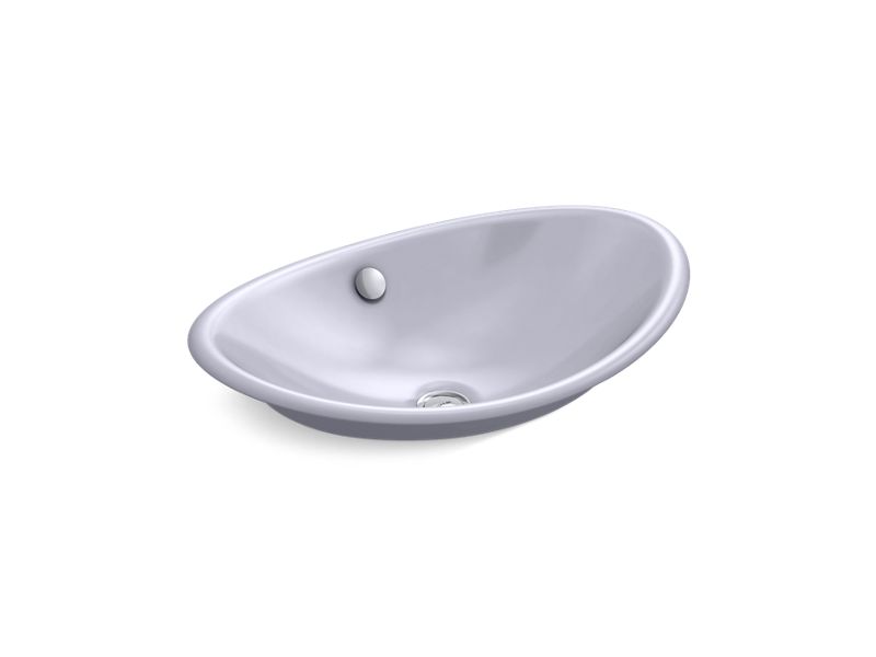 KOHLER K-5403-LG-GRL Iron Plains Oval Wading Pool bathroom sink with Lavender Grey painted underside