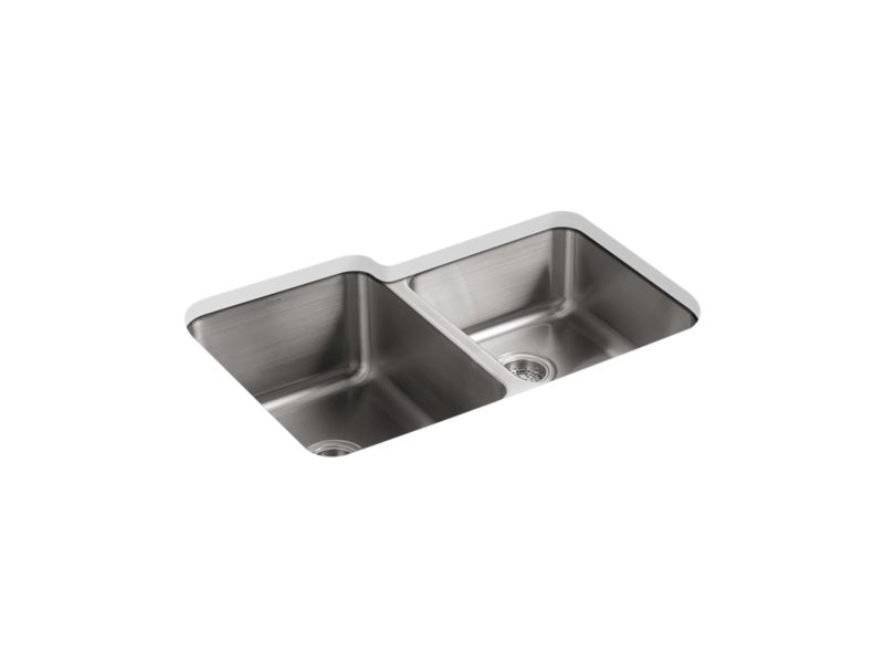 KOHLER K-3177-NA Undertone 31-1/2" x 20-7/8" x 9-1/2" Undermount large/medium double-bowl kitchen sink