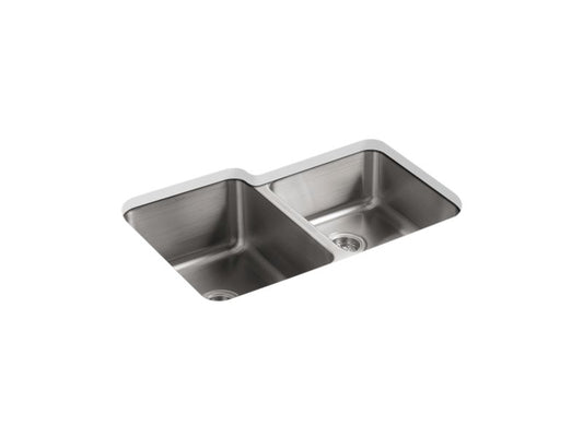 KOHLER K-3177-NA Undertone 31-1/2" x 20-7/8" x 9-1/2" Undermount large/medium double-bowl kitchen sink