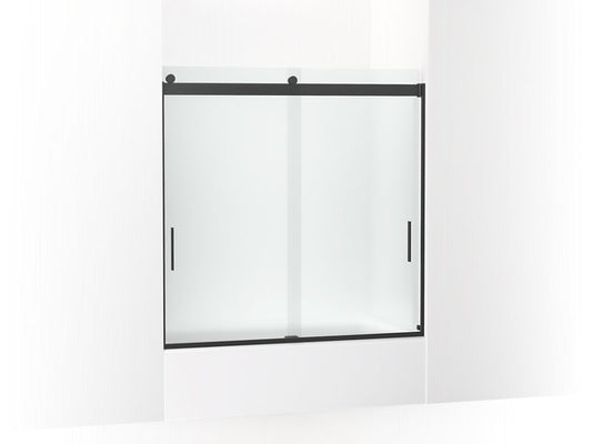 KOHLER K-706001-D3-BL Matte Black Levity Sliding bath door, 59-3/4" H x 54 - 57" W, with 1/4" thick Frosted glass
