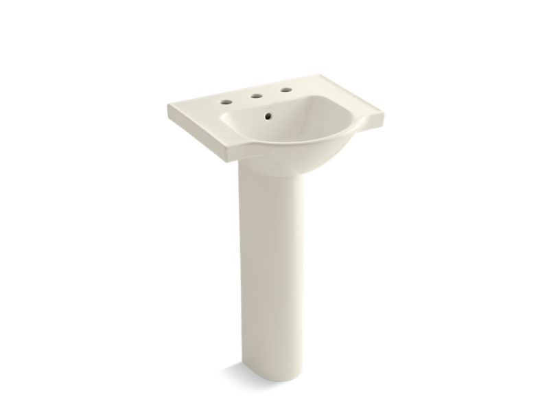 KOHLER K-5265-8-96 Veer 21" pedestal bathroom sink with 8" widespread faucet holes