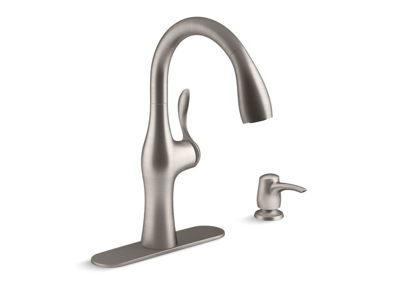 KOHLER K-R45350-SD-VS Alma Pull-down kitchen sink faucet with two-function sprayhead In Vibrant Stainless