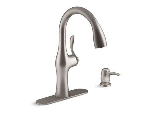 KOHLER K-R45350-SD-VS Alma Pull-down kitchen sink faucet with two-function sprayhead In Vibrant Stainless