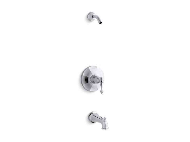 KOHLER K-TLS13492-4-CP Kelston Rite-Temp(R) bath and shower valve trim with lever handle and spout, less showerhead