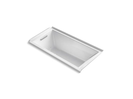 KOHLER K-1167-GHLW-0 White Underscore 60" x 30" Heated BubbleMassage air bath with Bask, left drain