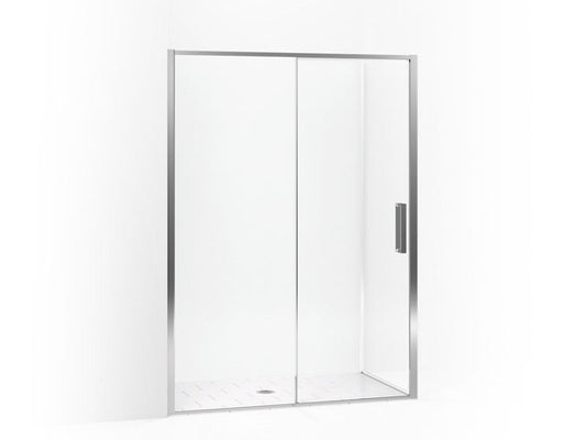 KOHLER K-706091-L-SHP Bright Polished Silver Torsion Frameless sliding shower door with return panel, 77" H x 57-1/2 - 59-1/16" W, with 5/16" thick Crystal Clear glass