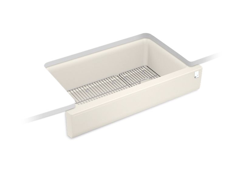 KOHLER K-25784-CM5 Cairn Undermount single-bowl farmhouse kitchen sink with short apron