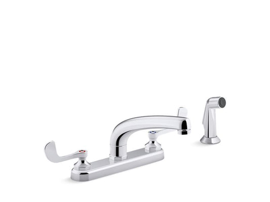 KOHLER K-810T21-5AHA-CP Polished Chrome Triton Bowe 1.5 gpm kitchen sink faucet with 8-3/16" swing spout, matching finish sidespray, aerated flow and wristblade handles