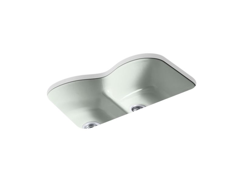 KOHLER K-6626-6U-FF Langlade 33" x 22" x 9-5/8" Smart Divide undermount double-equal kitchen sink with 6 oversize faucet holes
