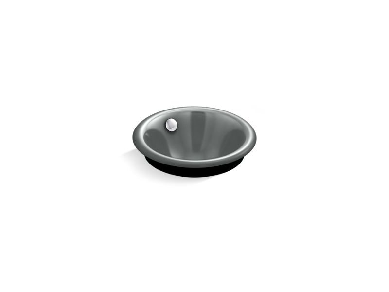 KOHLER K-20211-P5-FT Iron Plains Round Drop-in/undermount vessel bathroom sink with Iron Black painted underside