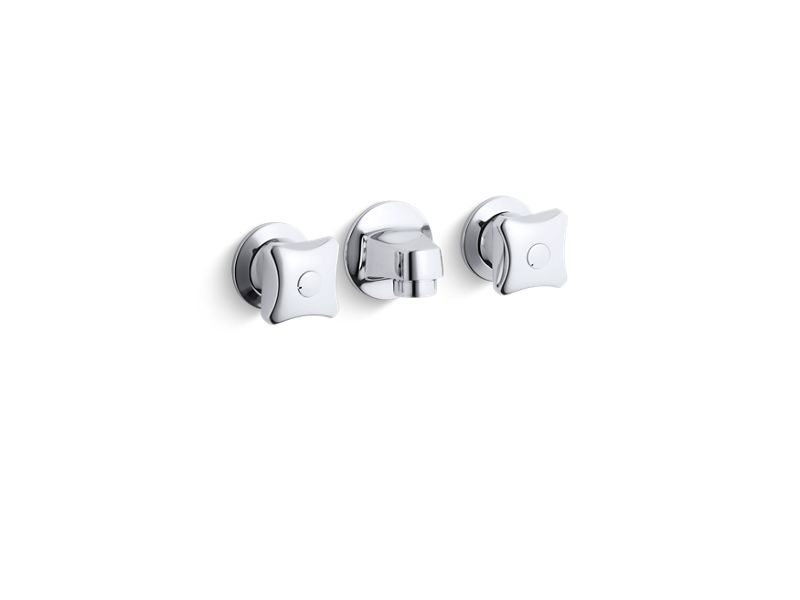 KOHLER K-8046-2A-CP Triton Shelf-back commercial bathroom sink faucet with grid drain and standard handles