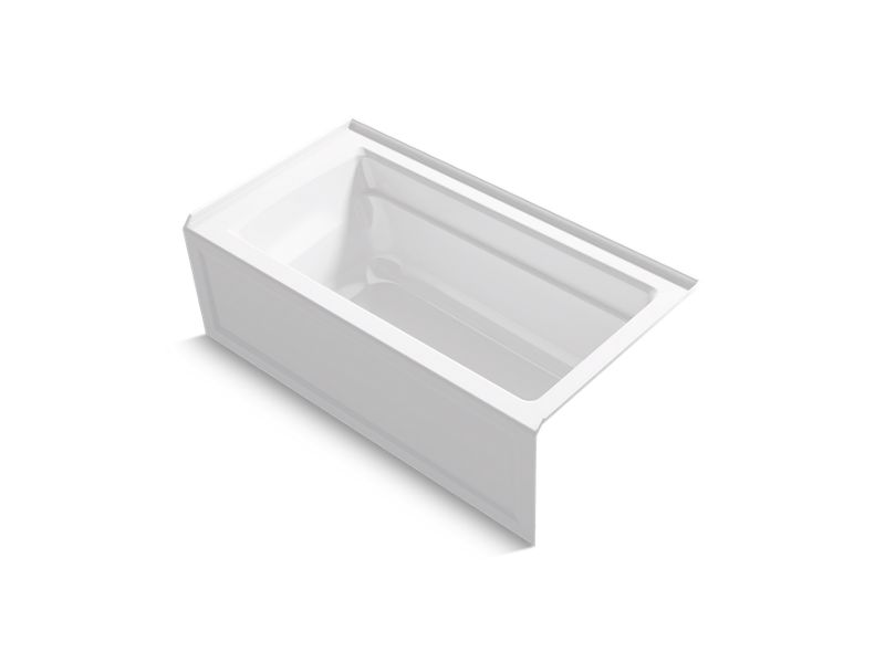 KOHLER K-1123-ZV-0 Archer 60" x 32" alcove bath with integral apron, right drain