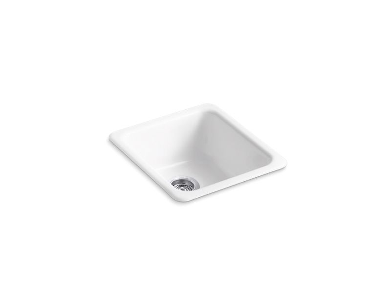 KOHLER K-6584-0 White Iron/Tones 17" x 18-3/4" x 8-1/4" top-mount/undermount single-bowl kitchen sink