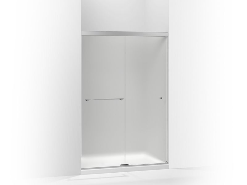 KOHLER K-707100-D3-SHP Bright Polished Silver Revel Sliding shower door, 70" H x 44-5/8 - 47-5/8" W, with 1/4" thick Frosted glass