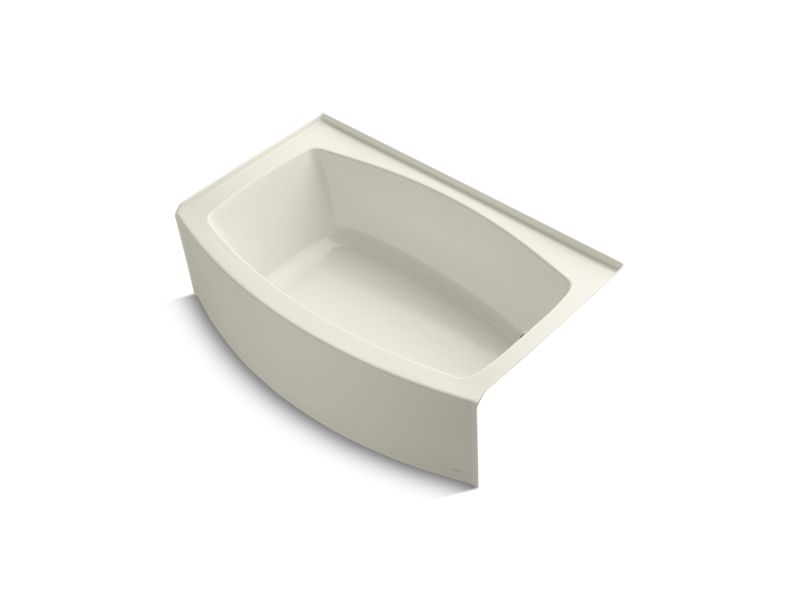 KOHLER K-1100-RAW-96 Expanse 60" x 32" curved alcove bath with Bask heated surface and right-hand drain