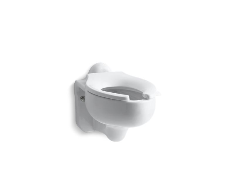 KOHLER K-4460-C-0 White Sifton Water-Guard Wall-mount 3.5 gpf flushometer valve elongated blow-out toilet bowl with rear inlet, requires seat