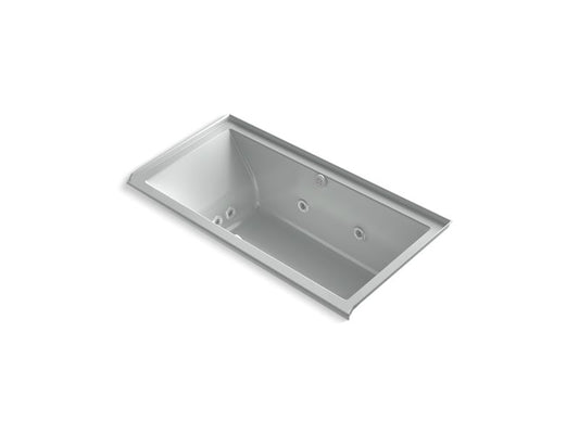 KOHLER K-1167-XHGHR-95 Ice Grey Underscore 60" x 30" Heated BubbleMassage air bath with whirlpool, alcove, right drain