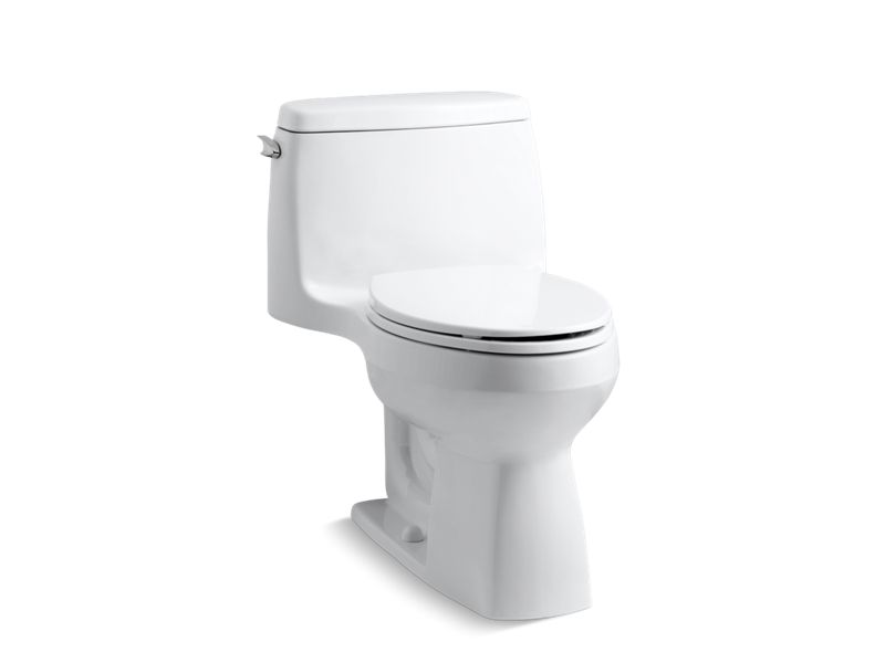 KOHLER K-3811-0 White Santa Rosa One-piece compact elongated 1.6 gpf chair height toilet with slow-close seat