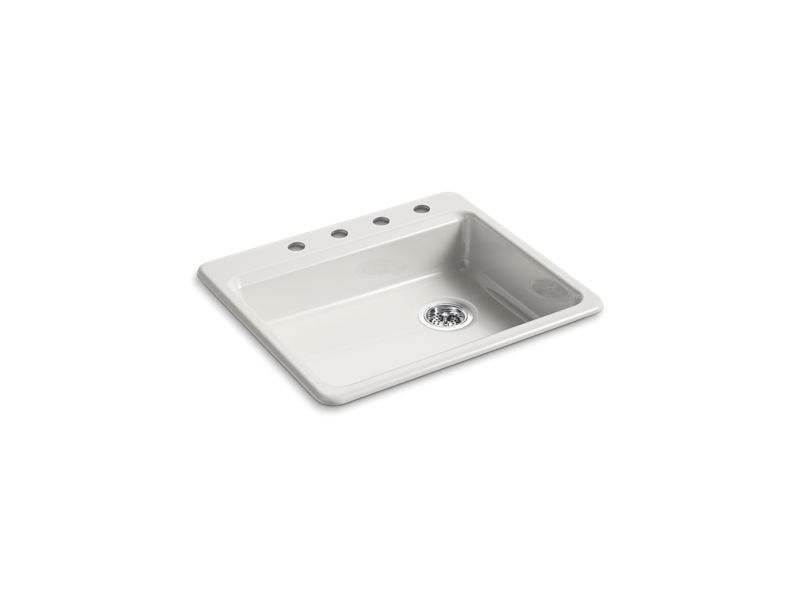 KOHLER K-5479-4-FF Sea Salt Riverby 25" top-mount single-bowl kitchen sink