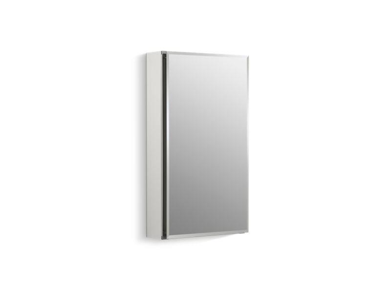 KOHLER K-CB-CLC1526FS Not Applicable 15" W x 26" H aluminum single-door medicine cabinet with mirrored door, beveled edges