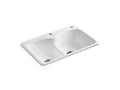 KOHLER K-6626-2-0 Langlade Smart Divide 33" Top-Mount Double-Bowl Kitchen Sink In White