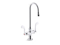 KOHLER K-100T70-5ANA-CP Triton Bowe 0.5 Gpm Monoblock Gooseneck Bathroom Sink Faucet With Aerated Flow And Wristblade Handles, Drain Not Included In Polished Chrome