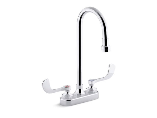 KOHLER K-400T70-5AKA-CP Polished Chrome Triton Bowe 1.0 gpm centerset bathroom sink faucet with aerated flow, gooseneck spout and wristblade handles, drain not included