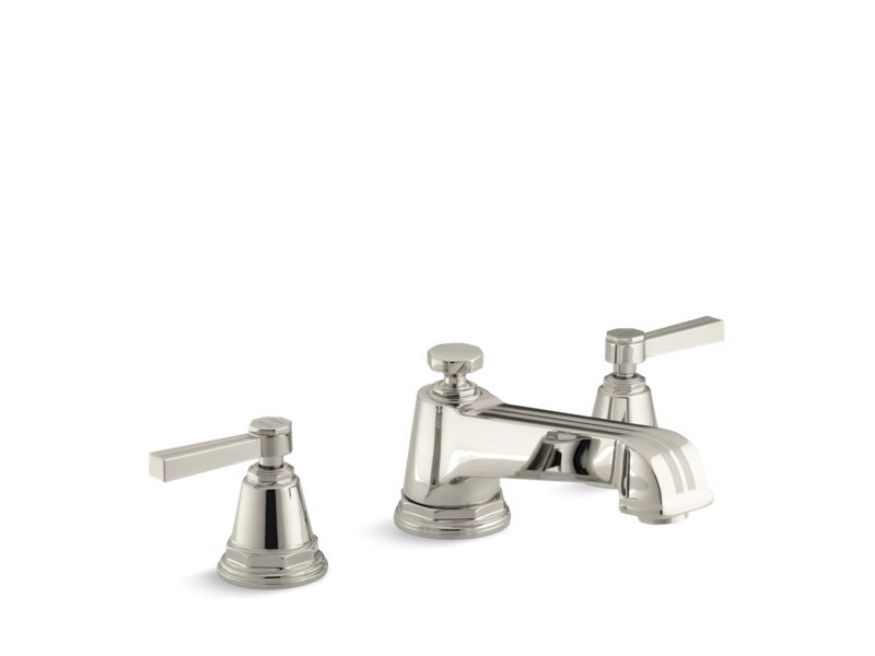 KOHLER K-T13140-4B-SN Pinstripe Deck-mount bath faucet trim for high-flow valve with lever handles, valve not included
