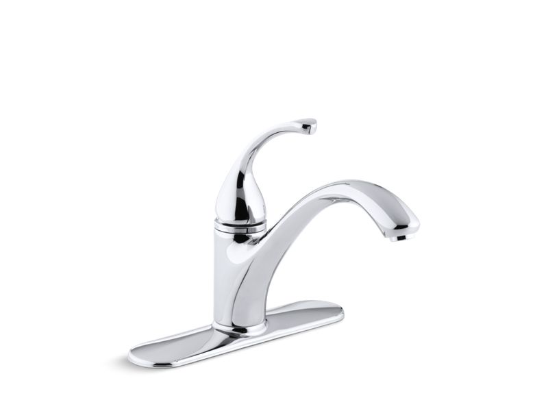 KOHLER K-10411-CP Forte 3-hole kitchen sink faucet with 9-1/16" spout