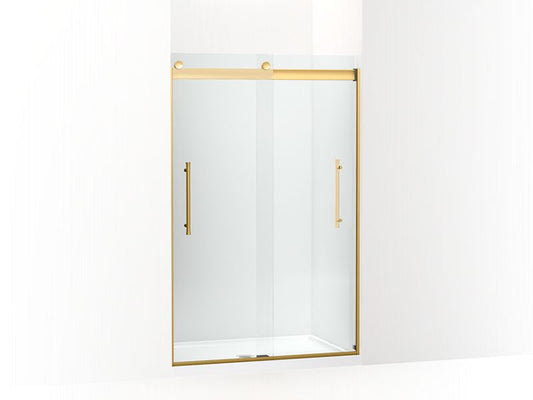 KOHLER K-706852-8L-2MB Vibrant Brushed Moderne Brass Elmbrook Frameless sliding shower door, 73-9/16" H x 44-5/8 - 47-5/8" W, with 5/16" thick Crystal Clear glass