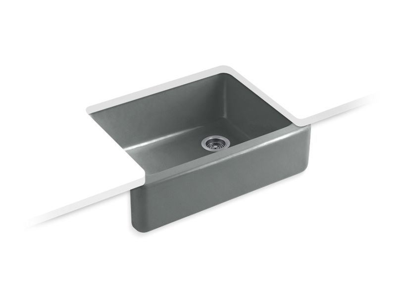 KOHLER K-6487-FT Whitehaven 29-11/16" x 21-9/16" x 9-5/8" Undermount single-bowl farmhouse kitchen sink