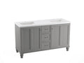 KOHLER K-CM99524-BD1-1WT Damask 60" Bathroom Vanity Cabinet With Sinks And Quartz Top In Mohair Grey