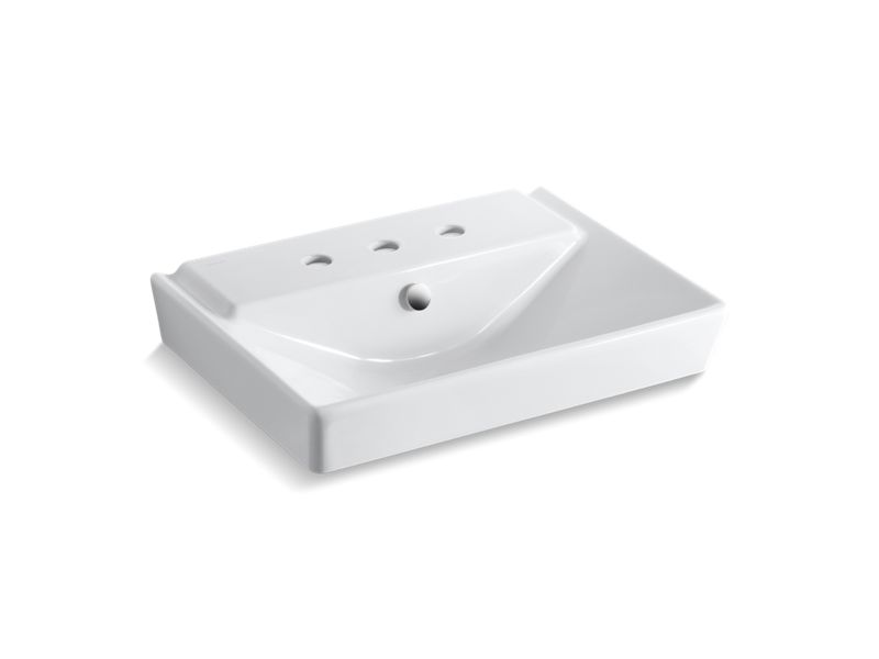 KOHLER K-5027-8-0 Reve 23" pedestal bathroom sink basin with 8" widespread faucet holes