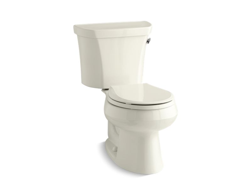 KOHLER Wellworth K-3977-TR-96 Biscuit Two-piece round-front 1.6 gpf toilet with right-hand trip lever and tank cover locks