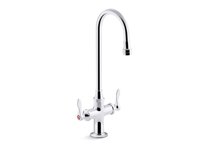 KOHLER K-100T70-4ANA-CP Triton Bowe 0.5 Gpm Monoblock Gooseneck Bathroom Sink Faucet With Aerated Flow And Lever Handles, Drain Not Included In Polished Chrome