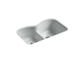 KOHLER K-6626-6U-95 Langlade 33" x 22" x 9-5/8" Smart Divide undermount double-equal kitchen sink with 6 oversize faucet holes