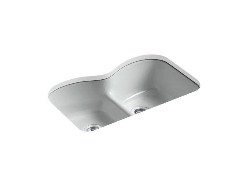 KOHLER K-6626-6U-95 Langlade 33" x 22" x 9-5/8" Smart Divide undermount double-equal kitchen sink with 6 oversize faucet holes