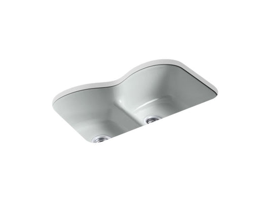 KOHLER K-6626-6U-95 Langlade 33" x 22" x 9-5/8" Smart Divide undermount double-equal kitchen sink with 6 oversize faucet holes