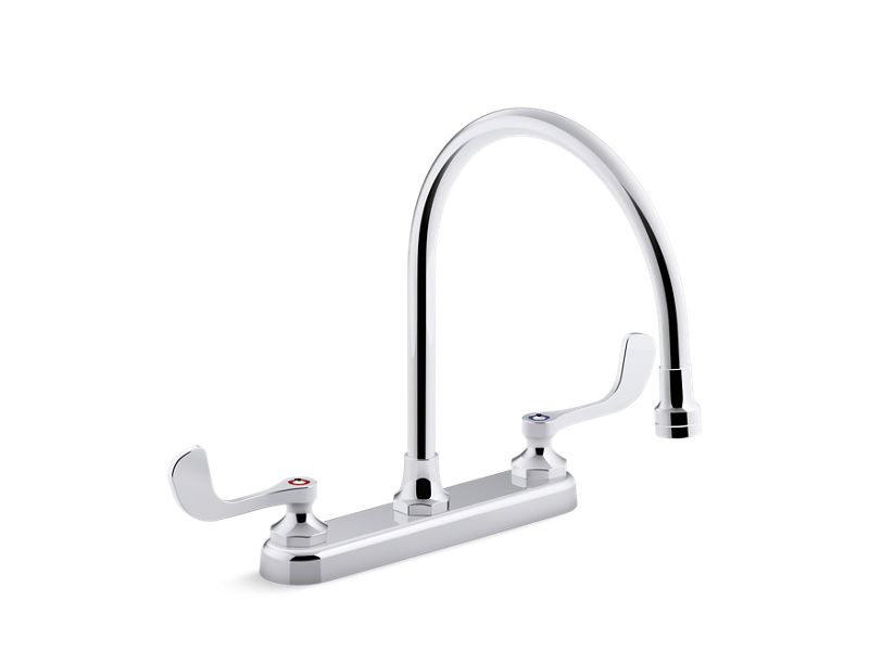 KOHLER K-810T70-5AHA-CP Polished Chrome Triton Bowe 1.5 gpm kitchen sink faucet with 9-5/16" gooseneck spout, aerated flow and wristblade handles