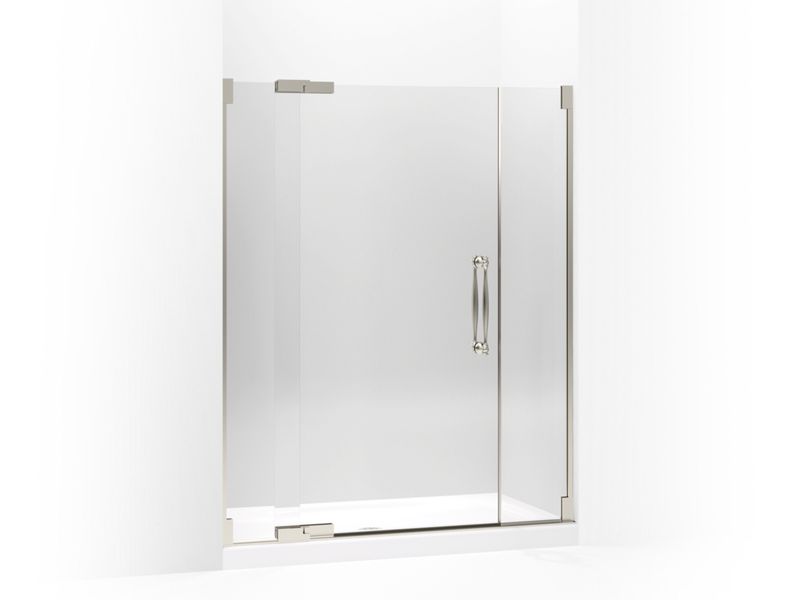 KOHLER K-705741-L-NX Finial Pivot shower door, 72-1/4" H x 57-1/4 - 59-3/4" W, with 1/2" thick Crystal Clear glass