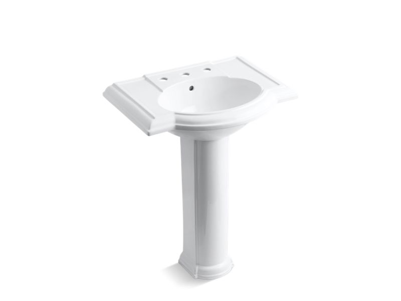 KOHLER K-2294-8-0 Devonshire 27" pedestal bathroom sink with 8" widespread faucet holes